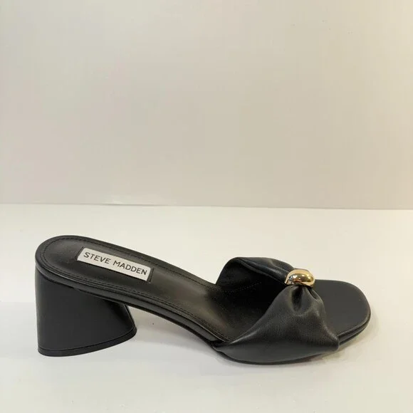 01765 Steve Madden Womens Block Heel Black-US 9 - Picture 1 of 5